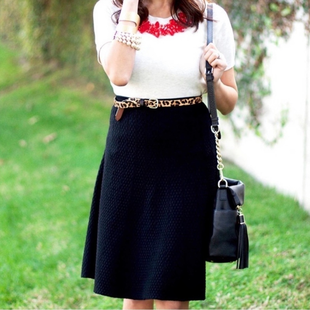 CAbi Style 214 Amelie Black Textured A-Line Skirt Size Small